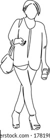 One continuous single drawing line art doodle beautiful, fashion, beauty, female, girl. Isolated flat illustration hand draw contour on a white background
