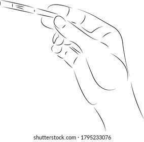 One continuous single drawing line art flat doodle pregnancy, test, pregnant, hand, female, maternity. Isolated image hand draw contour on a white background
