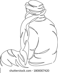 One continuous single drawing line art doodle bedouin, desert, arab, arabic, culture, people, sand, sahara. Isolated flat illustration hand draw contour on a white background
