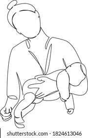 One continuous single drawing line art flat doodle parent, motherhood, care, woman, mother, girl, child. Isolated image hand draw contour on a white background
