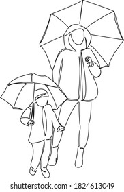 Couple Umbrella Line Pencil Drawing Vector Stock Vector (Royalty Free ...