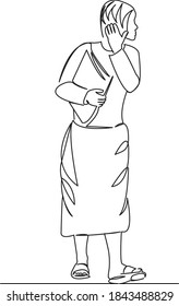 One continuous single drawing line art flat doodle girl, newspaper, beautiful, people, female, business. Isolated image hand draw contour on a white background
