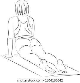 One continuous single drawing line art flat doodle yoga, exercise, health, young, sport, silhouette. Isolated image hand draw contour on a white background
