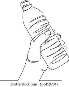 One continuous single drawing line art flat doodle bottle, illustration, drink, beverage, liquid, food. Isolated image hand draw contour on a white background
