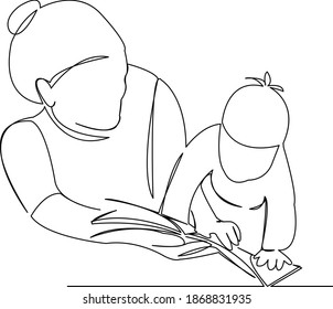 One continuous single drawing line art flat doodle people, child, education, one, continuous, school, tale. Isolated image hand draw contour on a white background
