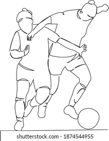 One continuous single drawing line art flat doodle female, competition, action, goal, athlete, ball, football, sport, soccer, women. Isolated image hand draw contour on a white background
