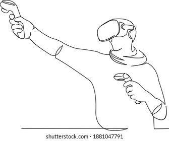 One continuous single drawing line art flat doodle glass, virtual, technology, reality, device, gaming, future, visual, internet. Isolated image hand draw contour on a white background
