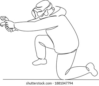 One continuous single drawing line art flat doodle glass, virtual, technology, reality, device, gaming, future, visual, internet. Isolated image hand draw contour on a white background

