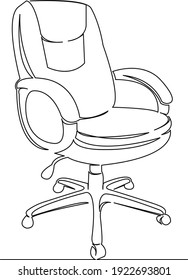 One continuous single drawing line art flat doodle computer, chair, office, furniture, work, desktop. Isolated image hand draw contour on a white background
