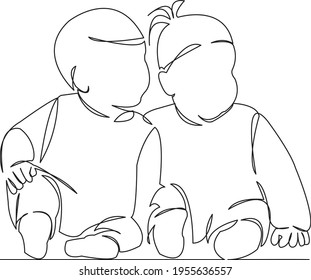 One continuous single drawing line art flat doodle kid, child, happy, childhood, people. Isolated image hand draw contour on a white background
