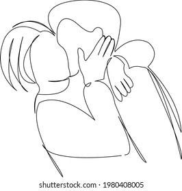 One continuous single drawing line art flat doodle pregnancy, baby, pregnant, birth, womb. Isolated image hand draw contour on a white background
