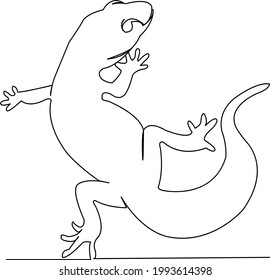 One continuous single drawing line art flat doodle lizard, reptile, animal, background, nature. Isolated image hand draw contour on a white background
