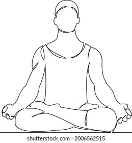 Una línea de dibujo única continua arte garabato plano yoga, pose, ejercicio, macho, fitness, entrenamiento, hombre, adulto, equilibrio. Contorno de dibujo a mano de imagen aislada en un fondo blanco
