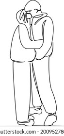 One continuous single drawing line art flat doodle happy, male, love, two, man, couple, romantic, together, relationship. Isolated image hand draw contour on a white background
