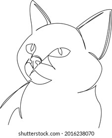 One continuous single drawing line art flat doodle pet, animal, cute, playful, domestic, feline, tabby, kitty. Isolated image hand draw contour on a white background
