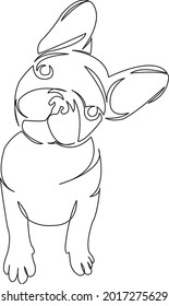 One continuous single drawing line art flat doodle dog, pet, animal, breed, cute, canine, puppy, pedigreed, friend. Isolated image hand draw contour on a white background
