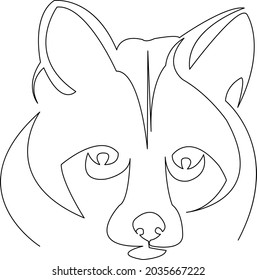 One continuous single drawing line art flat doodle animal, fox, bear, cute, forest, wildlife, face. Isolated image hand draw contour on a white background
