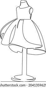 One continuous single drawing line art flat doodle mannequin, fashion, tailor, dress, model. Isolated image hand draw contour on a white background
