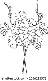 One continuous single drawing line art flat doodle flower, spring, snowdrop, plant, white, flora. Isolated image hand draw contour on a white background
