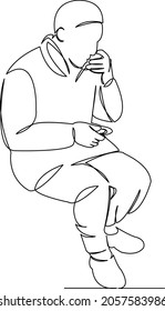 One continuous single drawing line art doodle tea, male, muslim, coffee, drink. Isolated flat illustration hand draw contour on a white background
