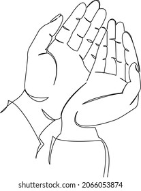 One continuous single drawing line art doodle hand, religion, prayer, religious, holy, pray, god, traditional. Isolated flat illustration hand draw contour on a white background
