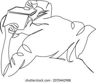 One continuous single drawing line art doodle student, education, book, study, young, sleep. Isolated flat illustration hand draw contour on a white background
