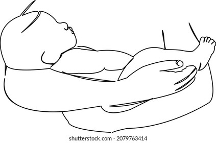 One continuous single drawing line art flat doodle newborn, baby, cute, love, child, happiness, embrace. Isolated image hand draw contour on a white background
