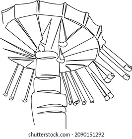 One continuous single drawing line art doodle wheel, ferris, park, entertainment, fun, carnival, circle, ride, sky. Isolated flat illustration hand draw contour on a white background
