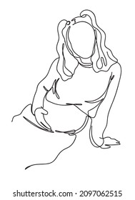 One continuous single drawing line art doodle pregnant woman. Isolated illustration hand draw contour on a white background