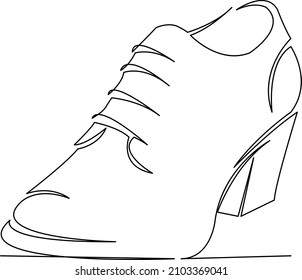 One continuous single drawing line art flat doodle women, fashion, shoe, leather, style, elegance, footwear. Isolated image hand draw contour on a white background
