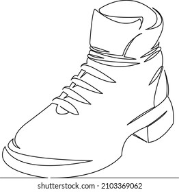 One continuous single drawing line art flat doodle boot, shoe, footwear, fashion, men, rough, comfortable. Isolated image hand draw contour on a white background
