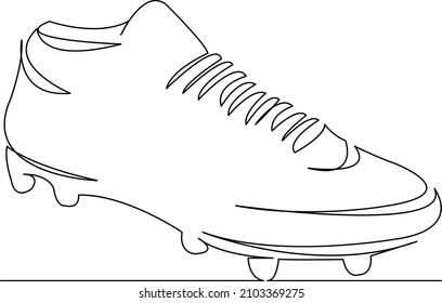 One continuous single drawing line art flat doodle shoe  sport  boot  football  soccer  athletic  Isolated image hand draw contour white background
