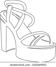 One continuous single drawing line art flat doodle sandal, shoe, fashion, foot, elegant, beauty, footwear. Isolated image hand draw contour on a white background
