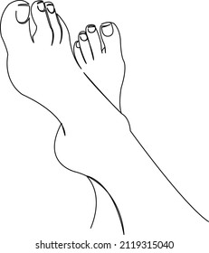 One continuous single drawing line art flat doodle leg, skin, girl, woman, body, smooth, foot. Isolated image hand draw contour on a white background
