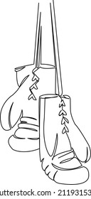One continuous single drawing line art flat doodle boxing, sport, competition, glove, white, fist, boxer. Isolated image hand draw contour on a white background
