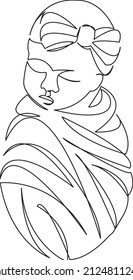 One continuous single drawing line art flat doodle newborn, baby, child, cute, girl. Isolated image hand draw contour on a white background
