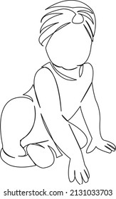 One continuous single drawing line art flat doodle baby, cute, child, childhood, toddler, beautiful. Isolated image hand draw contour on a white background
