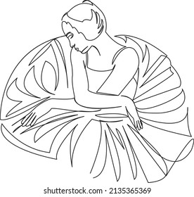 One continuous single drawing line art flat doodle beautiful, dance, ballet, dancer, people, art, female, tutu. Isolated image hand draw contour on a white background
