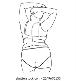 One continuous single drawing line art flat doodle yoga  lifestyle  healthy  woman  female  body positive  Isolated image hand draw contour white background

