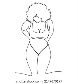 One continuous single drawing line art flat doodle yoga  lifestyle  healthy  woman  female  body positive  Isolated image hand draw contour white background

