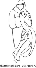 One continuous single drawing line art flat doodle beautiful, woman, fashion, girl, portrait, fur. Isolated image hand draw contour on a white background
