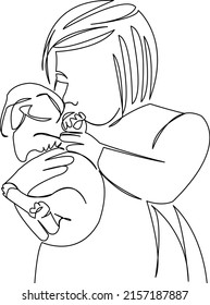 One continuous single drawing line art flat doodle puppy, animal, lifestyle, pet, friend, young, dog. Isolated image hand draw contour on a white background
