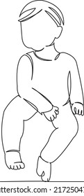 One continuous single drawing line art flat doodle baby, people, isolated, child, childhood, love, family. Isolated image hand draw contour on a white background
