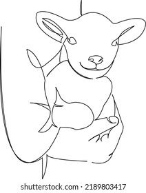 One continuous single drawing line art flat doodle goat, animal, mammal, livestock, milk, cattle, food, rural. Isolated image hand draw contour on a white background
