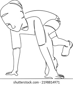 One continuous single drawing line art flat doodle sport, girl, start, woman, female, runner, athletic. Isolated image hand draw contour on a white background
