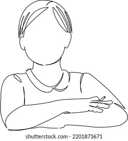 One continuous single drawing line art flat doodle kid, school, pupil, elementary, girl. Isolated image hand draw contour on a white background
