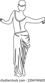 Eine durchgängige, einzelne Zeichnungslinie Kunst flach doodle Mädchen, jung, Tänzer, Frau, Tanz. Einziger handgezeichneter Hintergrund
