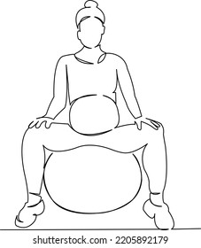 One continuous single drawing line art flat doodle pregnancy, belly, mother, pregnant, beautiful, yoga, expecting, lotus. Isolated image hand draw contour on a white background
