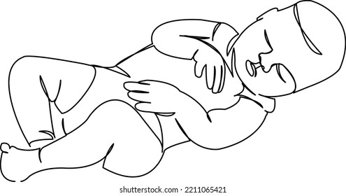 One continuous single drawing line art flat doodle newborn, baby, child, infant, little, family, love, happiness. Isolated image hand draw contour on a white background
