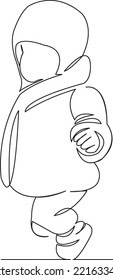 One continuous single drawing line art flat doodle cute, hat, child, winter, childhood, warm, happiness, joy, cold. Isolated image hand draw contour on a white background
